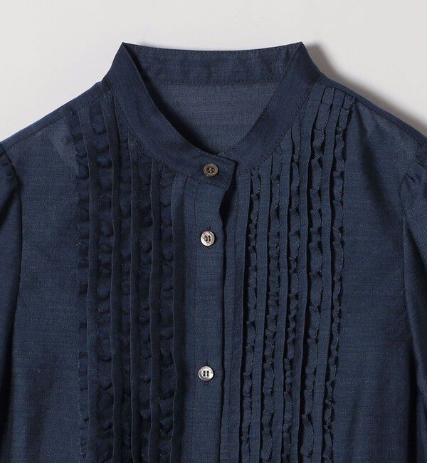 SHIPS any「SHIPS any:〈手洗い可能〉シアー フリル バンドカラー シャツ ブラウス」|シャツ・ブラウス|