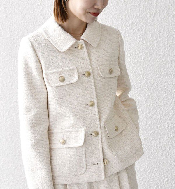 SHIPS any「SHIPS any: ツイード シングル ポケット ジャケット［NAVY BLUE］」|その他|オフホワイト