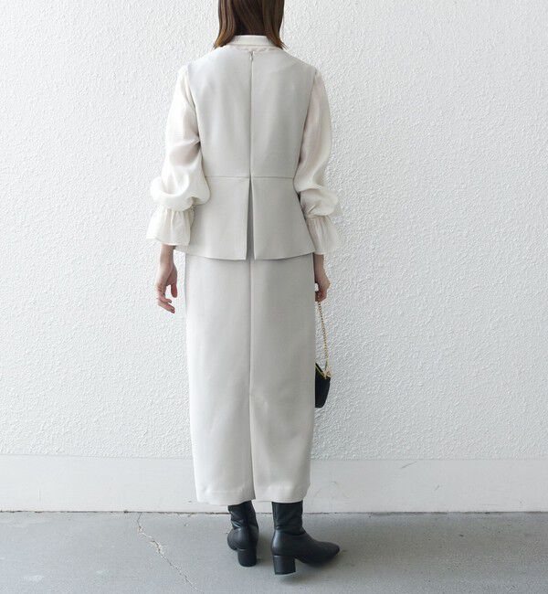 SHIPS any「《一部追加予約》SHIPS any:〈洗濯機可能〉ダブルクロス Vネック ペプラム ワンピース［NAVY BLUE］」|ワンピース|