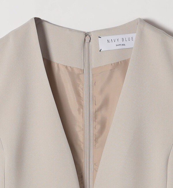 SHIPS any「《一部追加予約》SHIPS any:〈洗濯機可能〉ダブルクロス Vネック ペプラム ワンピース［NAVY BLUE］」|ワンピース|