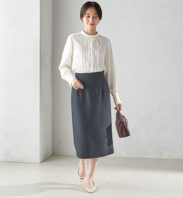 SHIPS for women「〈手洗い可能〉ハンマー サテン ピンタック ブラウス」|シャツ・ブラウス|