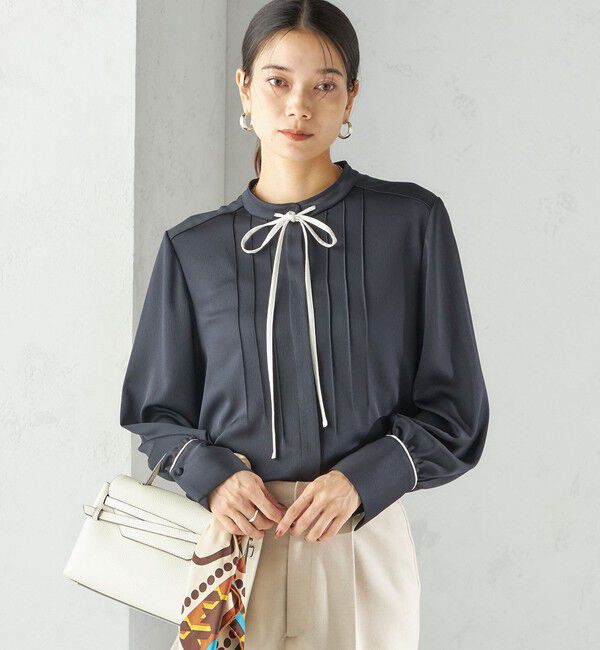 SHIPS for women「〈手洗い可能〉ハンマー サテン ピンタック ブラウス」|シャツ・ブラウス|