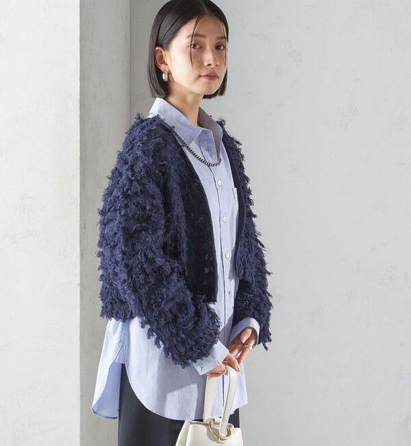 SHIPS for women「〈手洗い可能〉ギマ フリンジ ショート カーディガン」|カーディガン|