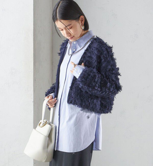 SHIPS for women「〈手洗い可能〉ギマ フリンジ ショート カーディガン」|カーディガン|