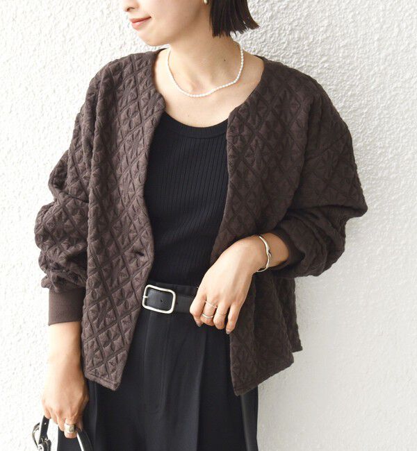 SHIPS for women「【WEB限定】〈手洗い可能〉キルティング ジャカード カーディガン」|カーディガン|