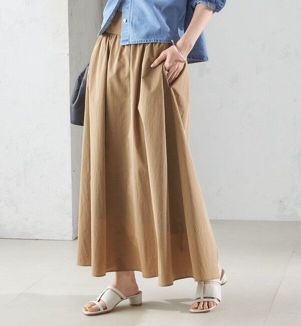 SHIPS for women「〈洗濯機可能〉LIMONTA EAST ビンテージ タフタ ギャザー スカート」|フレア|