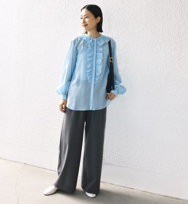 SHIPS for women「〈手洗い可能〉エアリー フロント フリル デザイン ブラウス」|シャツ・ブラウス|