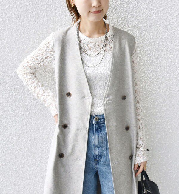 SHIPS for women「〈手洗い可能〉ラッセル レース クルーネック カットソー」|Tシャツ・カットソー|