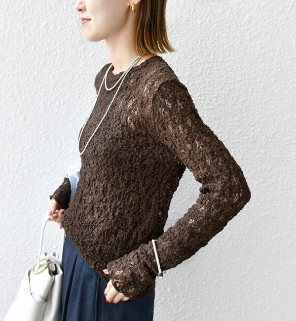 SHIPS for women「〈手洗い可能〉ラッセル レース クルーネック カットソー」|Tシャツ・カットソー|