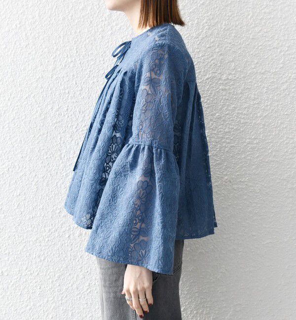 SHIPS any「SHIPS any:〈手洗い可能〉フラワーレース エンブロイダリー フレア シアー ブラウス」|シャツ・ブラウス|