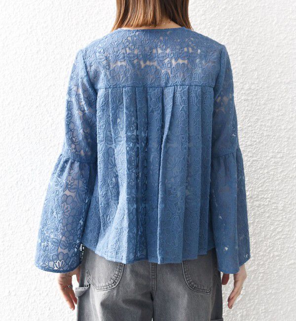 SHIPS any「SHIPS any:〈手洗い可能〉フラワーレース エンブロイダリー フレア シアー ブラウス」|シャツ・ブラウス|