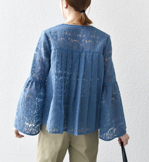 SHIPS any「SHIPS any:〈手洗い可能〉フラワーレース エンブロイダリー フレア シアー ブラウス」|シャツ・ブラウス|