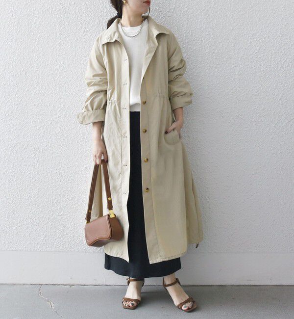 SHIPS any「SHIPS any:〈洗濯機可能〉スタンドカラー ドロスト ギャザー ロング コート」|その他|