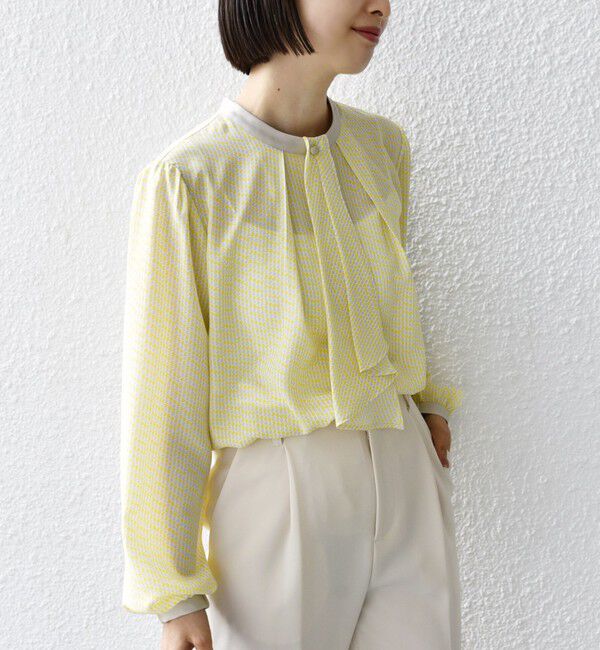 SHIPS for women「〈手洗い可能〉ボウタイ 幾何 プリント 長袖 ブラウス」|シャツ・ブラウス|