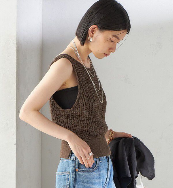 SHIPS for women「〈手洗い可能〉ペーパー ポリエステル ノースリーブ プルオーバー」|ベスト・ジレ|