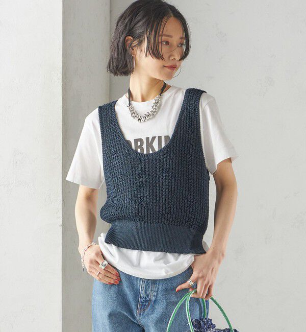 SHIPS for women「〈手洗い可能〉ペーパー ポリエステル ノースリーブ プルオーバー」|ベスト・ジレ|