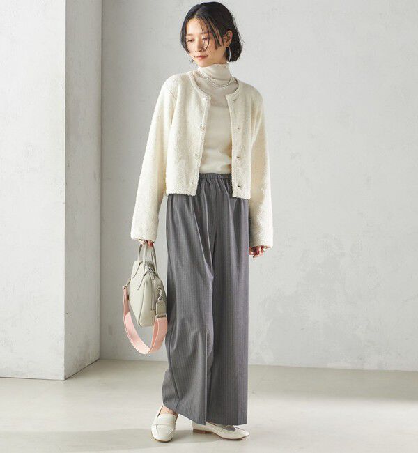 SHIPS for women「〈手洗い可能〉ミックス ツイード ショート ジャケット」|カーディガン|