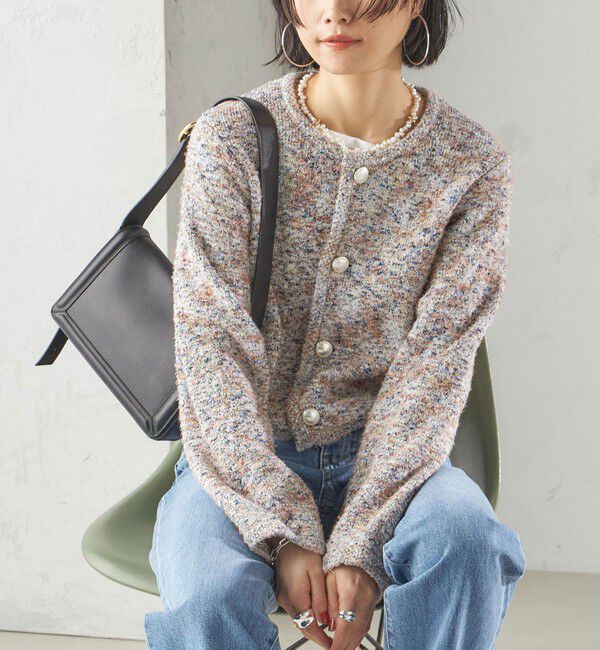 SHIPS for women「〈手洗い可能〉ミックス ツイード ショート ジャケット」|カーディガン|ベージュ系