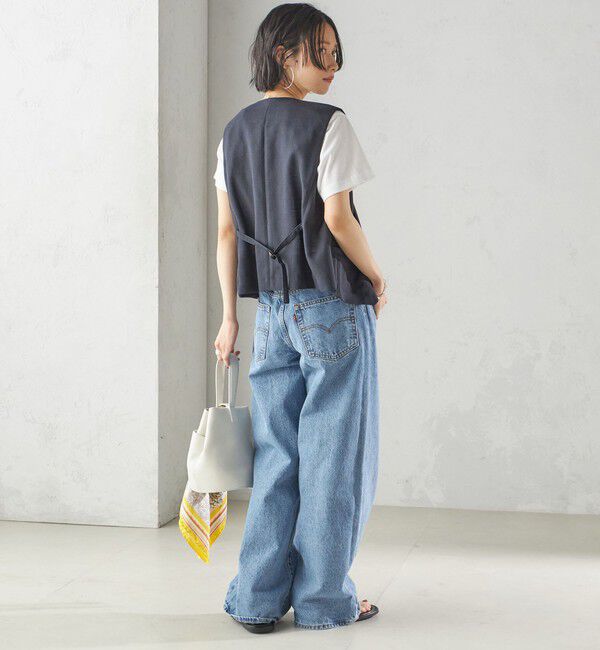 SHIPS for women「〈手洗い可能〉Asami 麻調合繊 ショート ジレ」|ベスト・ジレ|