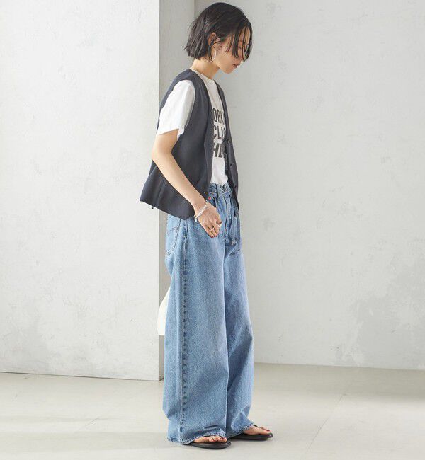 SHIPS for women「〈手洗い可能〉Asami 麻調合繊 ショート ジレ」|ベスト・ジレ|