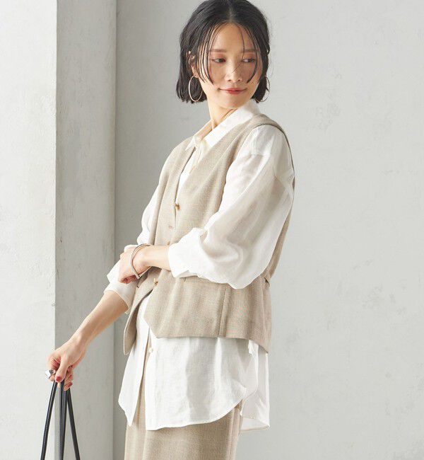 SHIPS for women「〈手洗い可能〉Asami 麻調合繊 ショート ジレ」|ベスト・ジレ|