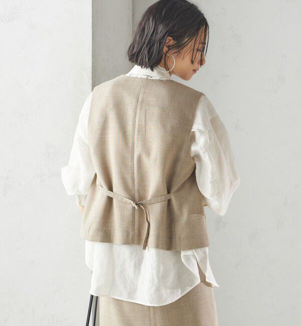 SHIPS for women「〈手洗い可能〉Asami 麻調合繊 ショート ジレ」|ベスト・ジレ|