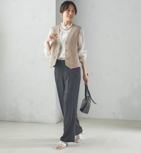 SHIPS for women「〈手洗い可能〉Asami 麻調合繊 ショート ジレ」|ベスト・ジレ|