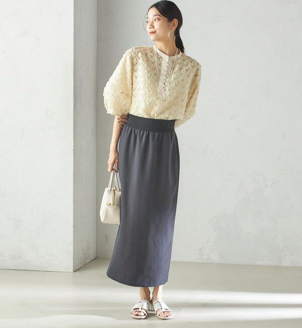 SHIPS for women「〈手洗い可能〉Asami 麻調合繊 ウエスト リブ タイト スカート」|タイト|