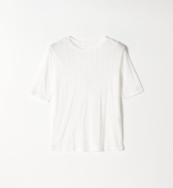 SHIPS any「SHIPS any:〈洗濯機可能〉シアー リブ ハーフ スリーブ クルーネック TEE」|Tシャツ・カットソー|