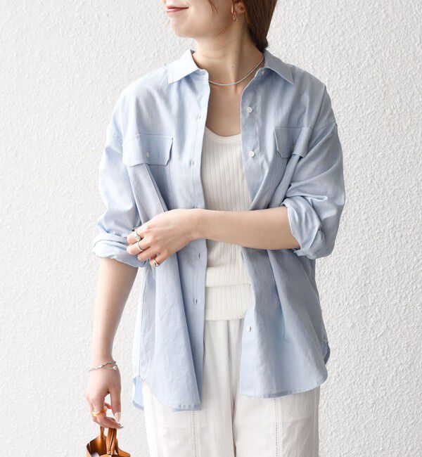 SHIPS any「SHIPS any:〈洗濯機可能〉リネン ミックス ワーク ポケット シャツ」|シャツ・ブラウス|