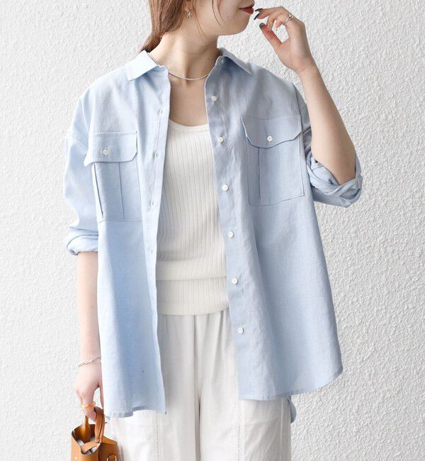 SHIPS any「SHIPS any:〈洗濯機可能〉リネン ミックス ワーク ポケット シャツ」|シャツ・ブラウス|