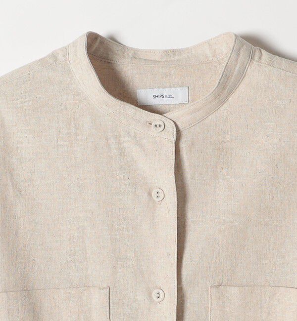 SHIPS any「【WEB限定】SHIPS any: 〈洗濯機可能〉リネン ミックス スタンドカラー ポケット シャツ 25SS」|シャツ・ブラウス|