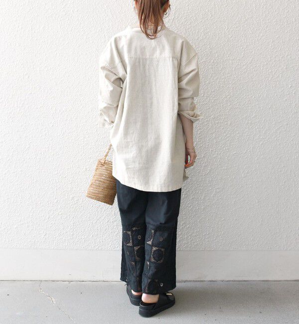 SHIPS any「【WEB限定】SHIPS any: 〈洗濯機可能〉リネン ミックス スタンドカラー ポケット シャツ 25SS」|シャツ・ブラウス|