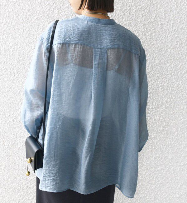 SHIPS for women「【WEB限定】〈洗濯機可能〉シアー プリーツ ヨーク パールモチーフボタン ブラウス」|シャツ・ブラウス|