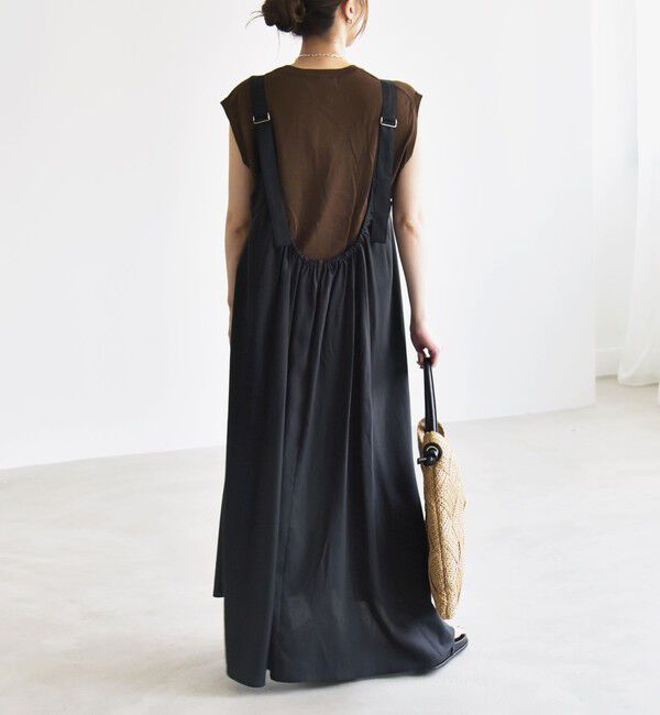 quaranciel「quaranciel:〈手洗い可能〉バックオープン ギャザー フレア ジャンパー スカート」|ワンピース|