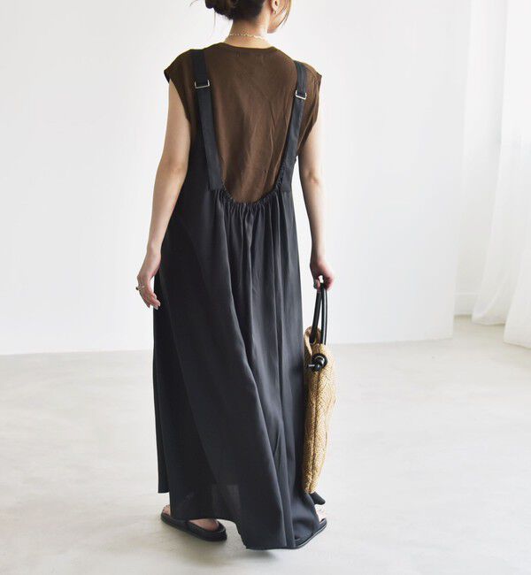 quaranciel「quaranciel:〈手洗い可能〉バックオープン ギャザー フレア ジャンパー スカート」|ワンピース|