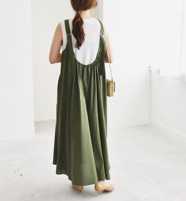 quaranciel「quaranciel:〈手洗い可能〉バックオープン ギャザー フレア ジャンパー スカート」|ワンピース|