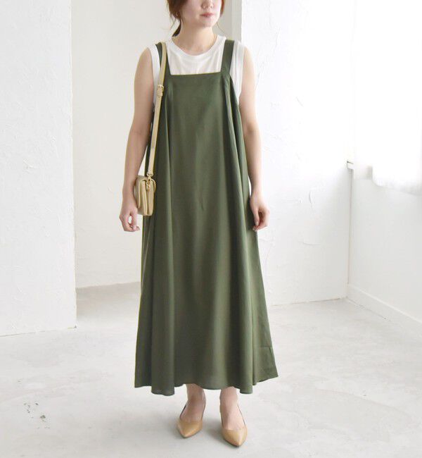 quaranciel「quaranciel:〈手洗い可能〉バックオープン ギャザー フレア ジャンパー スカート」|ワンピース|