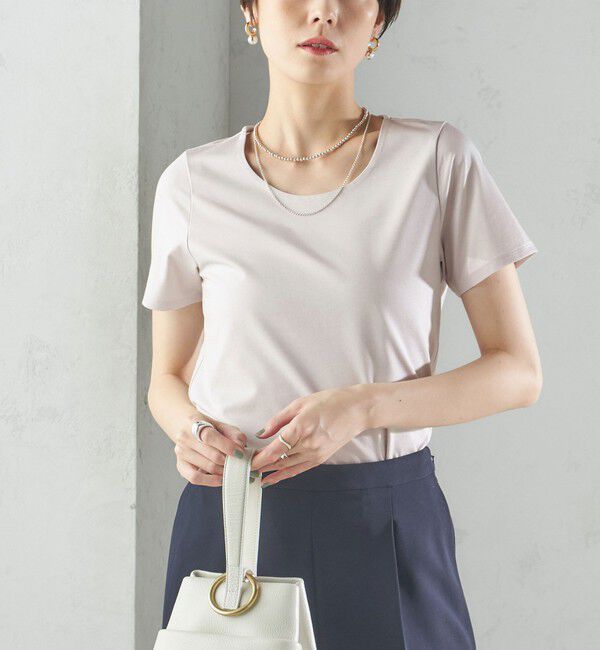 SHIPS for women「〈手洗い可能〉SORONA(R) クルーネック TEE」|Tシャツ・カットソー|ライトグレー