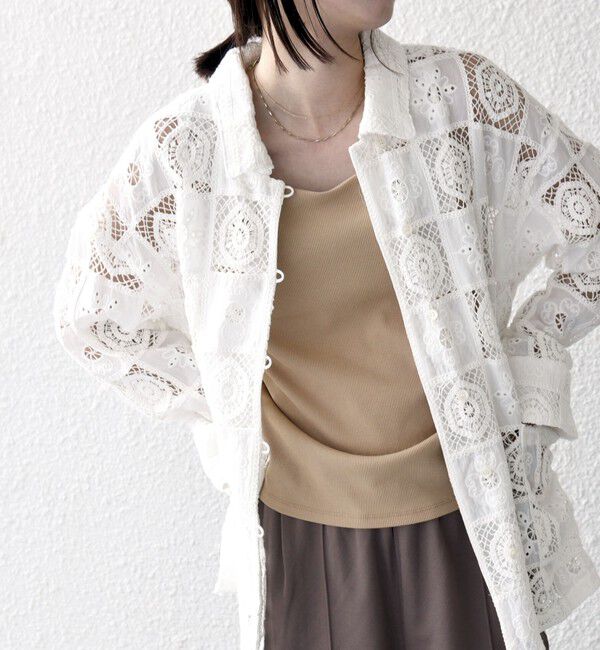 SHIPS any「SHIPS any:〈手洗い可能〉パッチワーク レース ジャケット シャツ」|その他|