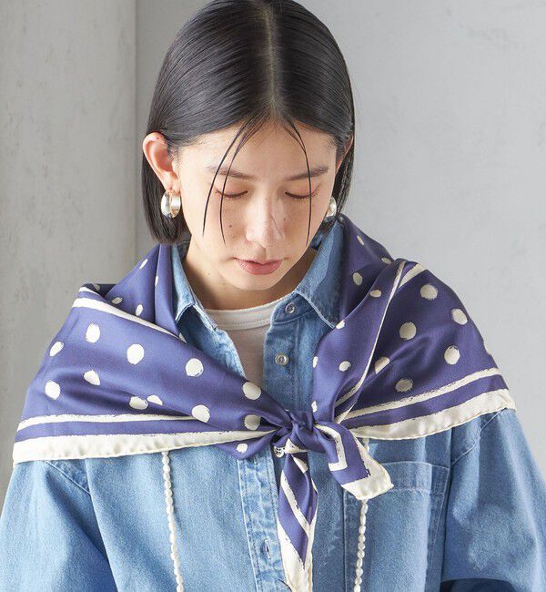 SHIPS for women「【SHIPS別注】manipuri:エンブレム スカーフ 88&times;88」|バンダナ・スカーフ|