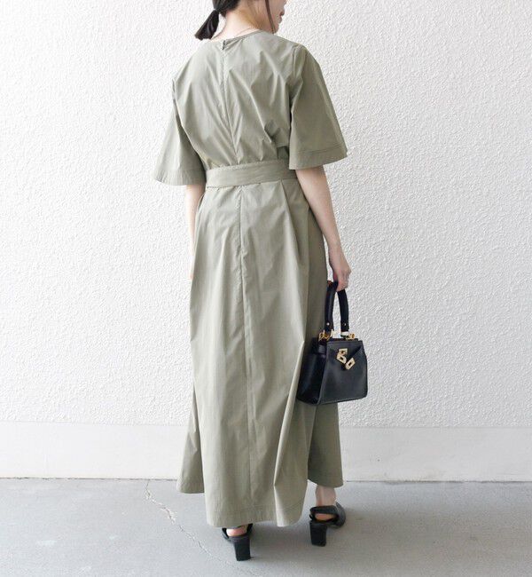 SHIPS any「SHIPS any:〈洗濯機可能〉タイプライター Vネック ポケット ロング ワンピース」|ワンピース|