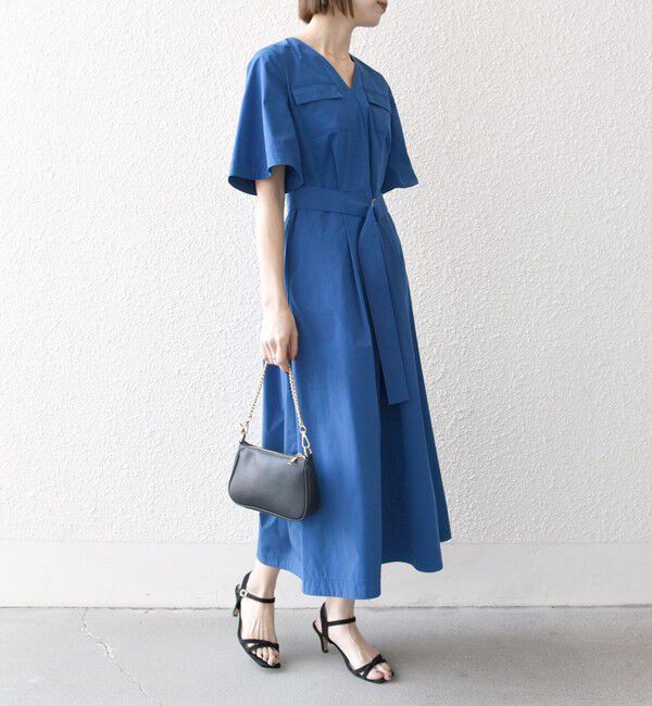 SHIPS any「SHIPS any:〈洗濯機可能〉タイプライター Vネック ポケット ロング ワンピース」|ワンピース|