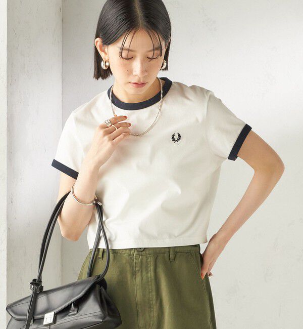 SHIPS for women「FRED PERRY:G9163 CROPPED RINGER TEE」|Tシャツ・カットソー|