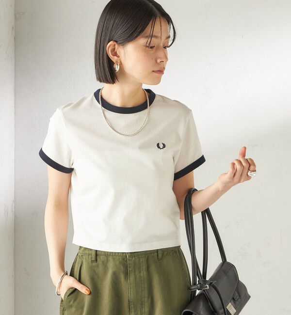 SHIPS for women「FRED PERRY:G9163 CROPPED RINGER TEE」|Tシャツ・カットソー|