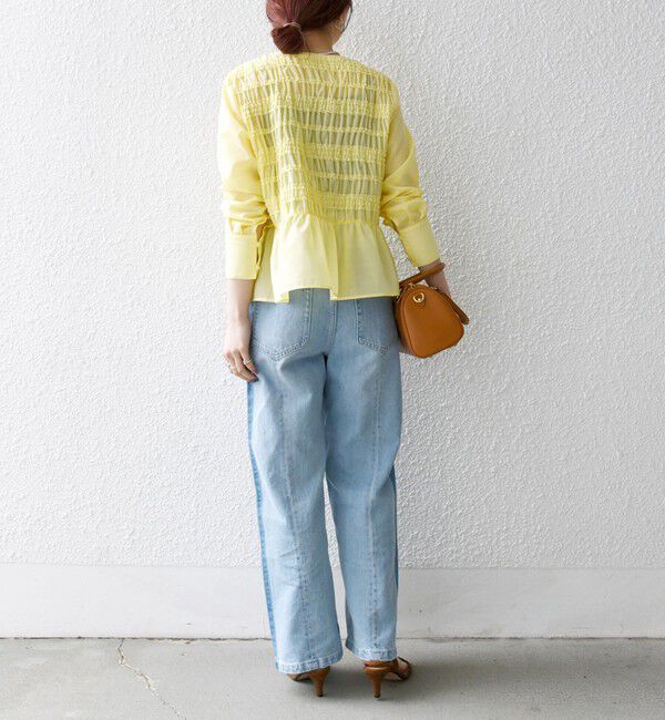 SHIPS any「【WEB限定】SHIPS any:〈洗濯機可能〉シアー シャーリング プチフリル ペプラム ブラウス」|シャツ・ブラウス|