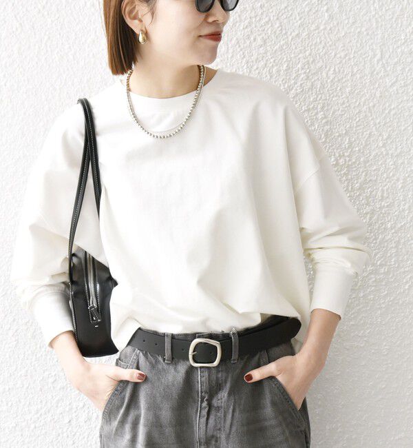 SHIPS any「SHIPS any:〈洗濯機可能〉インレイ ロングスリーブ コンパクト プルオーバー」|Tシャツ・カットソー|ホワイト