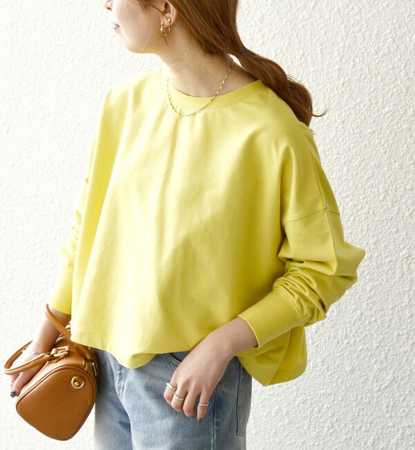 SHIPS any「SHIPS any:〈洗濯機可能〉インレイ ロングスリーブ コンパクト プルオーバー」|Tシャツ・カットソー|イエロー