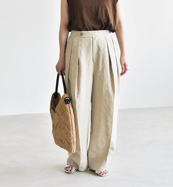 quaranciel「quaranciel:〈洗濯機可能〉ヨーロピアンフラックス リネン タック ワイド パンツ」|その他|