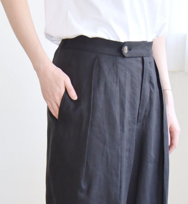 quaranciel「quaranciel:〈洗濯機可能〉ヨーロピアンフラックス リネン タック ワイド パンツ」|その他|